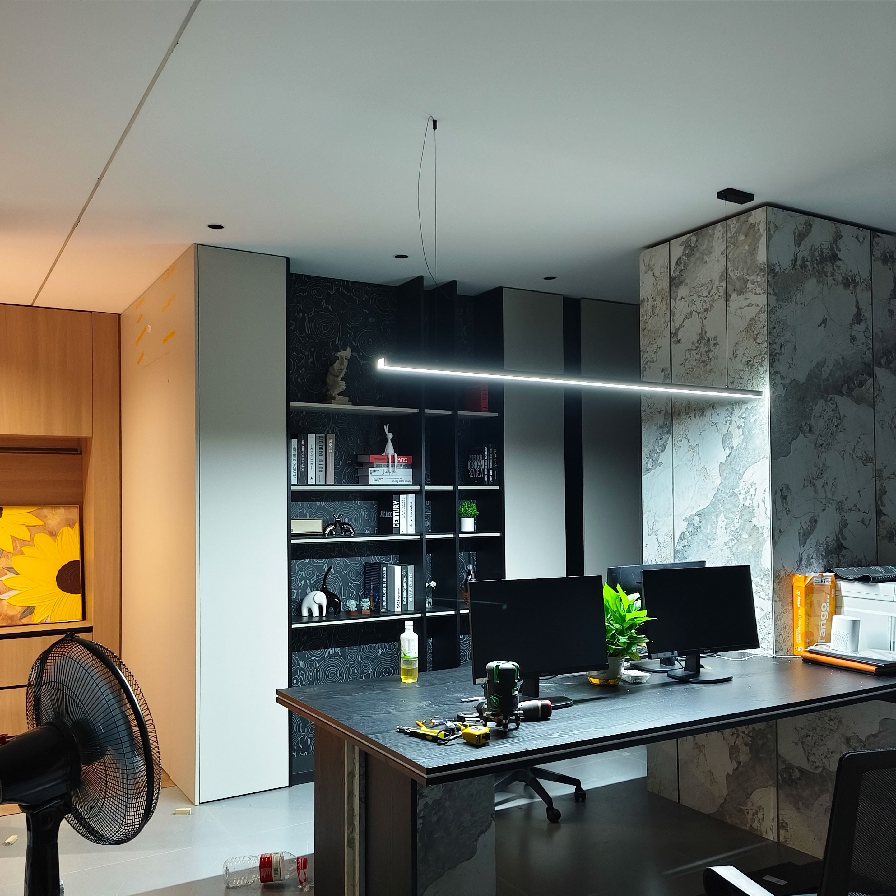 Linear Pendant Light Metal 39 in Adjustable Kitchen Island LED Warm White 3000K-6000K Modern Dining Room Hanging Lamp | Thomler