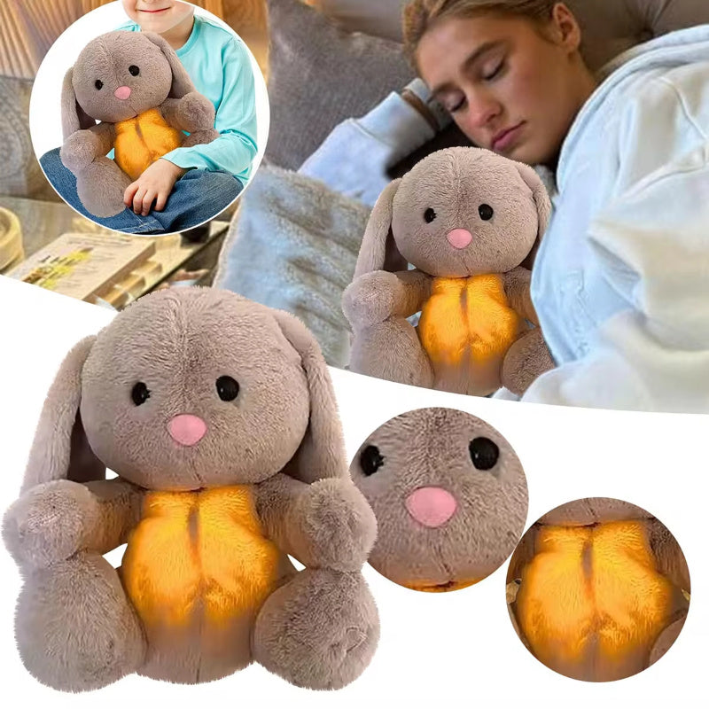 Plush Bunny Soft Fabric Light Up Heartbeat Sleep Comfort Cuddle Toy Relaxation Bedtime Companion For Children Adults | Thomler