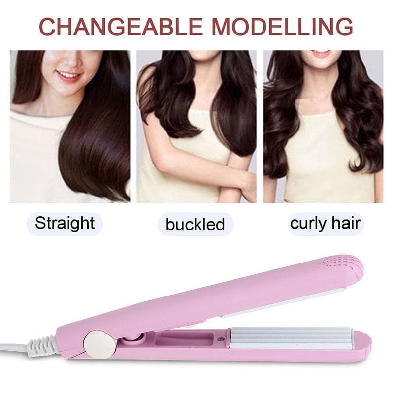 Compact Ceramic Hair Straightener & Curling Iron 2-in-1 – 375°F Constant Heat, Travel-Size 6.5 in for Curls & Sleek Hair, Bangs & Touch-Ups | Thomler