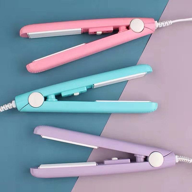 Compact Ceramic Hair Straightener & Curler 2-in-1 | 30-Second Heat-Up | Travel-Size Styling Iron with Tourmaline Plates for Smooth Curls | Thomler