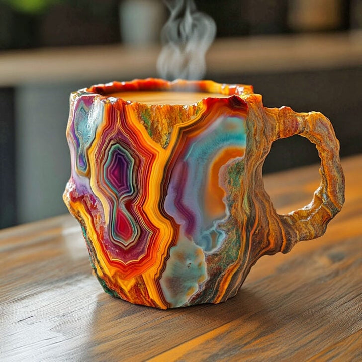 Insulated Crystal Coffee Mug with Natural Mineral Glaze - Handcrafted Artisan Cup for Hot & Cold Drinks - Microwave & Dishwasher Safe - 12 | Thomler