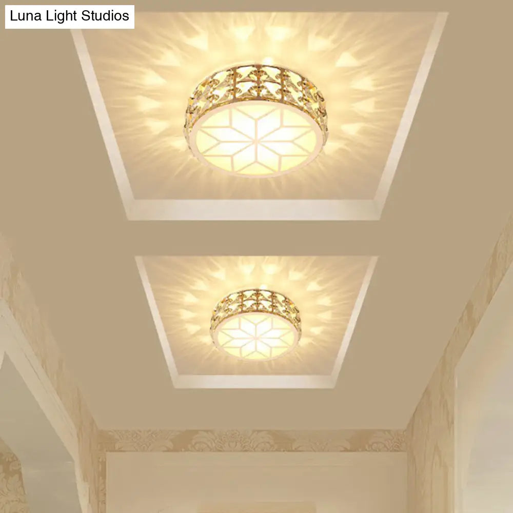 Round Crystal Flush Mount LED Ceiling Light 6" 8" Champagne Gold Modern Entryway Hallway Lighting Fixture Close to Ceiling Surface Mount | Thomler
