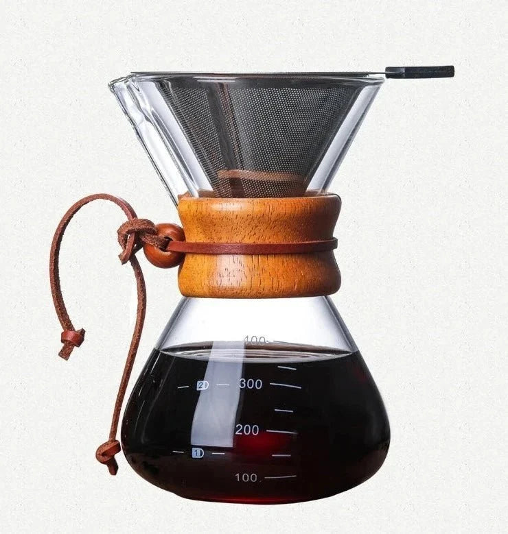 Pour-Over Coffee Maker Glass Carafe & Cone Dripper Brewing Set – Manual Single-Origin Filter Kit for Home Barista | Thomler