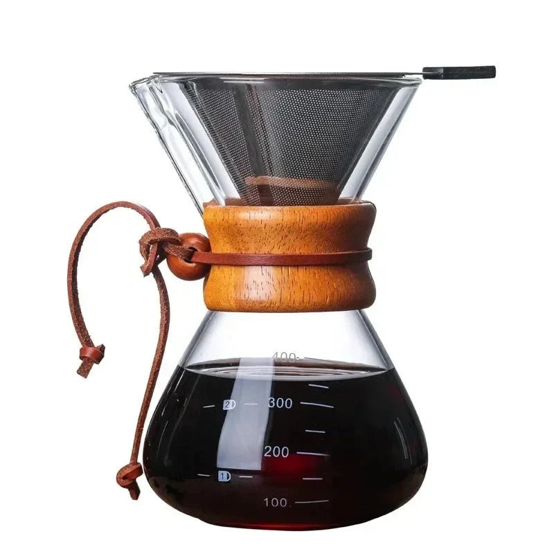 Pour-Over Coffee Maker Glass Carafe & Cone Dripper Brewing Set – Manual Single-Origin Filter Kit for Home Barista | Thomler