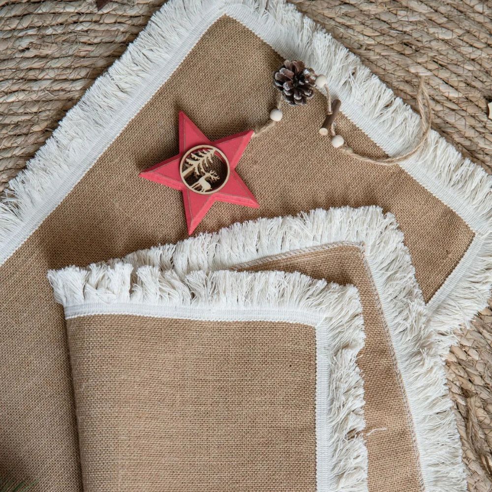 Table Runner Natural Jute 30.0 cm x 180.0 cm Beige Rustic Dining Table Buffet Linen Decor | Thomler