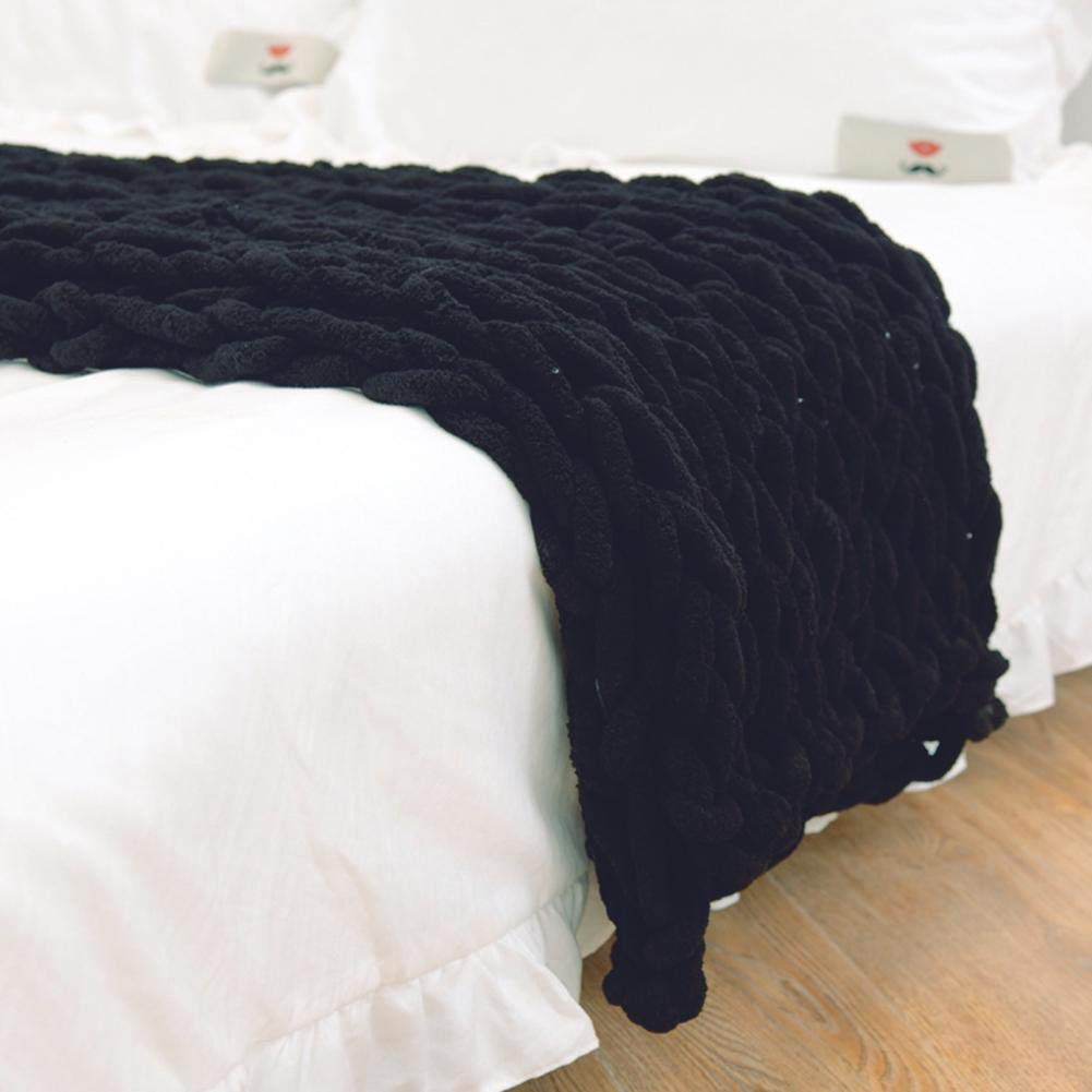 Heavy Cable-Knit Throw Blanket in Soft Chenille Yarn for Sofa, Bed & Living Room – Plush Oversized Knitted Accent Throw | Thomler