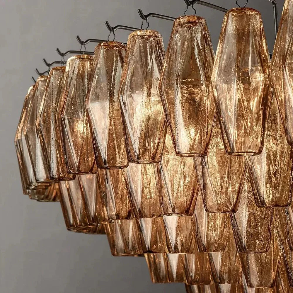 Chandelier Glass Multi Tier Round 36.6 in Dining Room Living Room Ceiling Light Modern Luxury Fixture Adjustable Hanging | Thomler