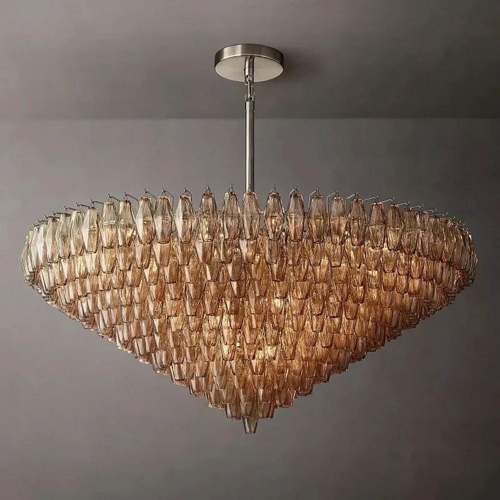 Chandelier Hand Cut Glass Prism Ø93.0 cm Dining Room Entrance Hall Hanging Ceiling Light Luxury Statement Fixture | Thomler