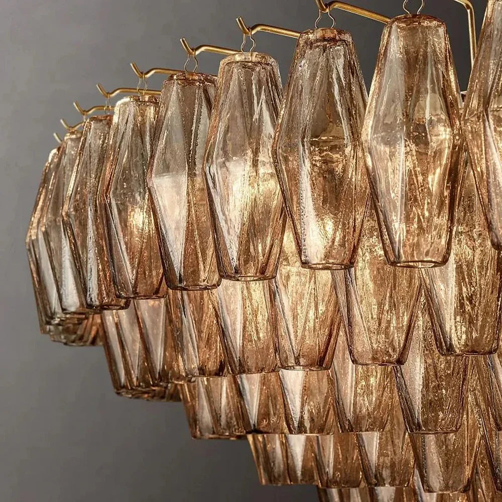 Chandelier Hand Cut Glass Prism Ø93.0 cm Dining Room Entrance Hall Hanging Ceiling Light Luxury Statement Fixture | Thomler