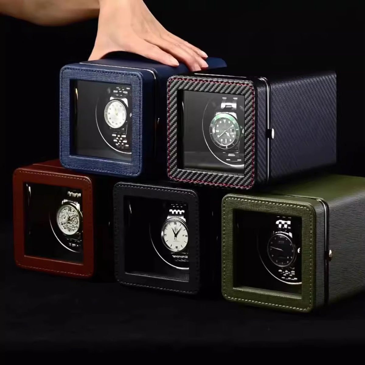 Single Watch Winder Case with 5 Rotation Modes, LED Display & Quiet Motor for Automatic Timepieces | Thomler