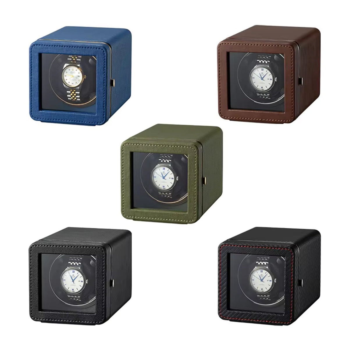 Single Watch Winder Case with 5 Rotation Modes, LED Display & Quiet Motor for Automatic Timepieces | Thomler
