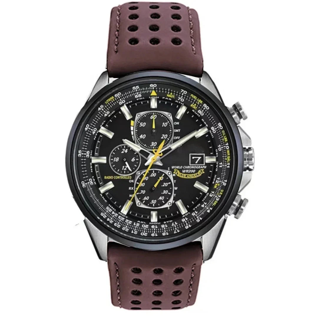 Men's Stainless Steel Chronograph Watch with Date Display & Leather Strap | Water Resistant Quartz Dress Wristwatch for Everyday Wear | Thomler