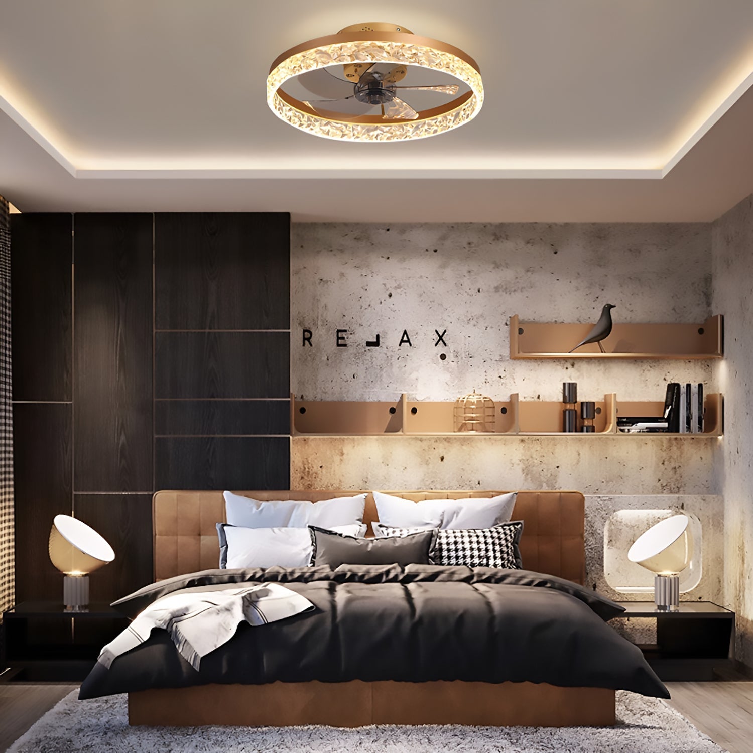 Flush Mount Ceiling Fan with Light and Remote 20 Inch Low Profile LED Fan Light Dimmable 3 Color Temps 6 Speed Reversible Blades for | Thomler