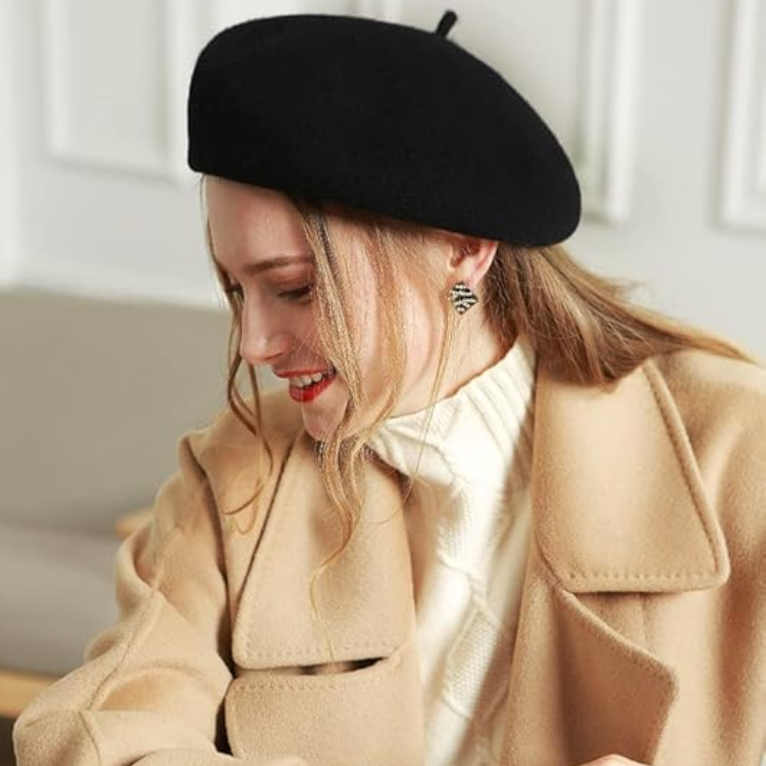 Women's Wool Beret Hat – Lightweight Parisian-Style Winter Cap in 10 Colors for Fall & Cold Weather | Thomler