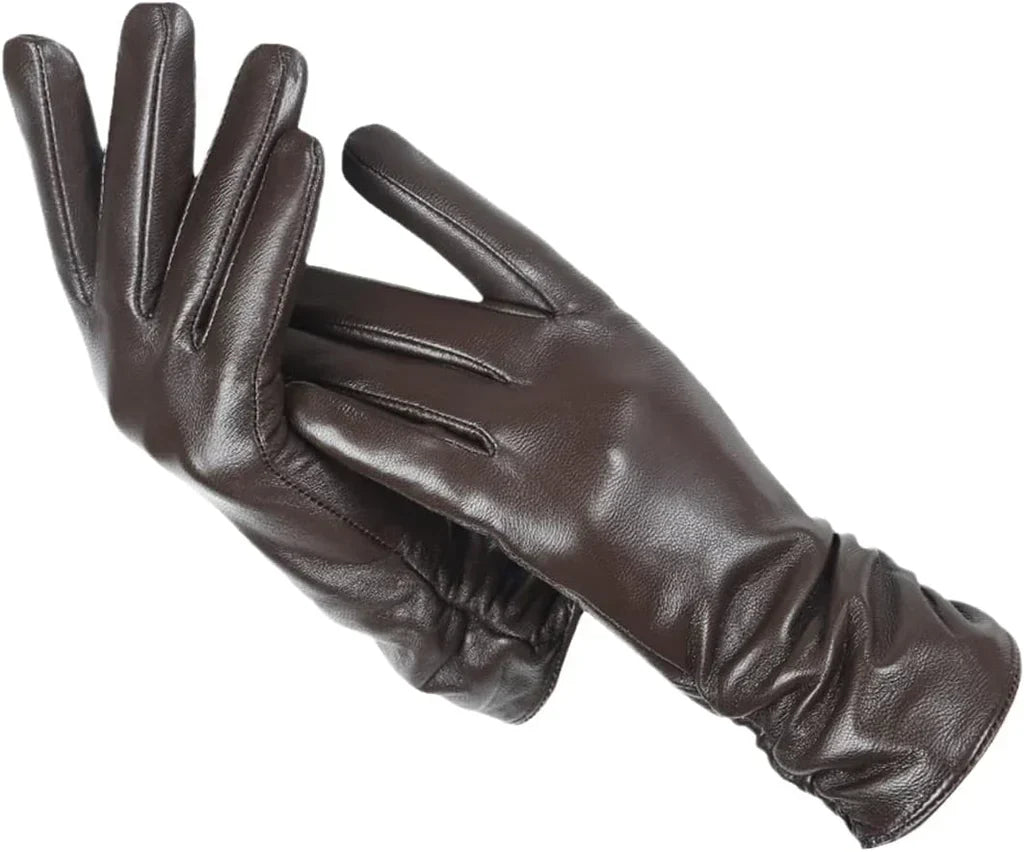 Women's Genuine Leather Gloves with Wool Lining – Cold-Weather Hand Protection for Winter – Touchscreen Compatible Sheepskin Driving Gloves | Thomler