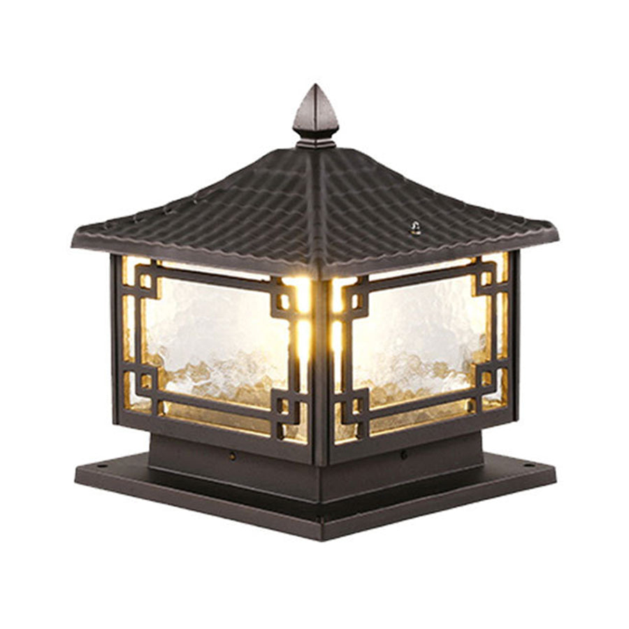 Traditional Post-Mount Garden Lantern – Coffee Gold Finish, All-Weather Aluminum, Glass Shade | Thomler