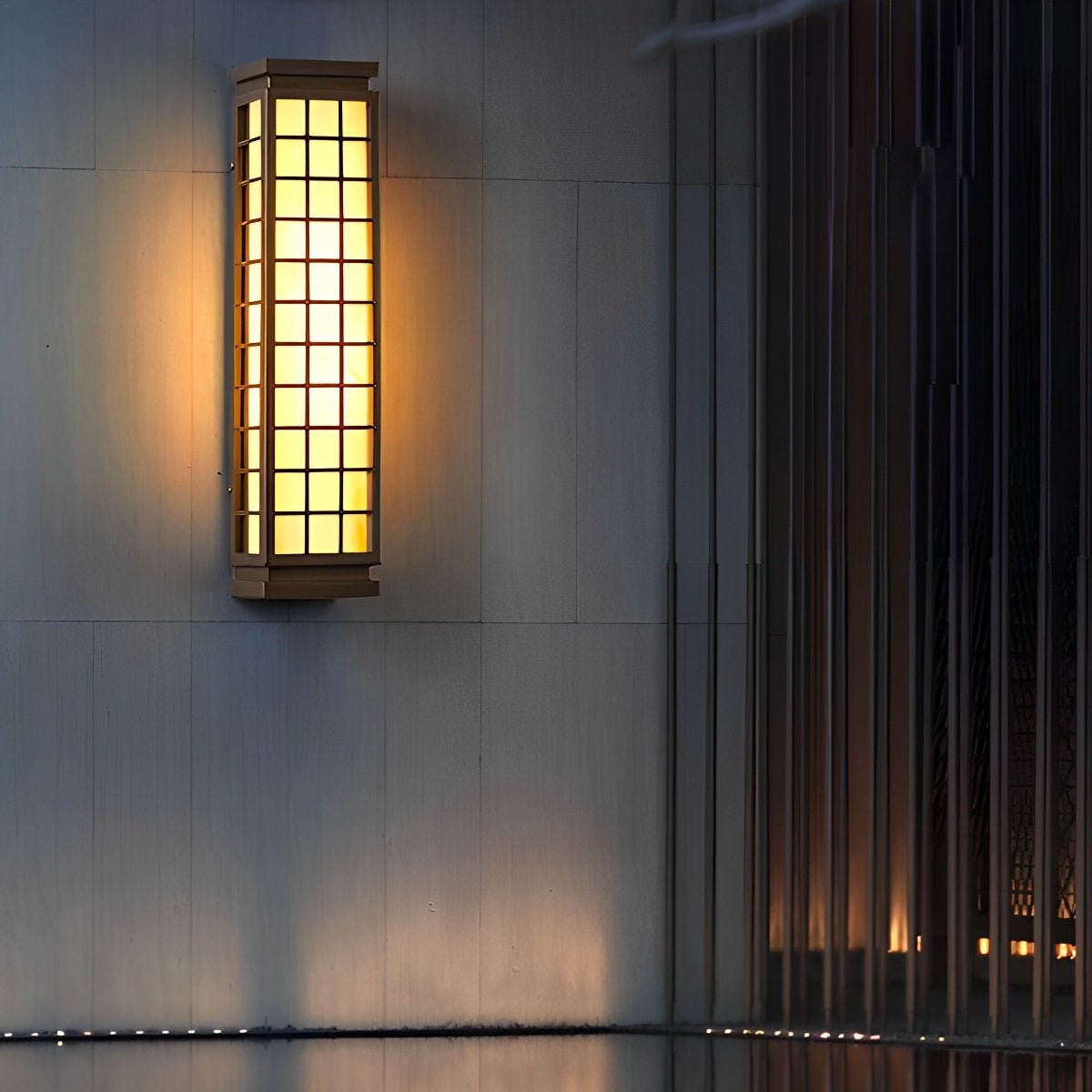 Outdoor Wall Lamp Stainless Steel 46.0 cm Waterproof Bronze Garden Driveway Japanese Grid Light | Thomler