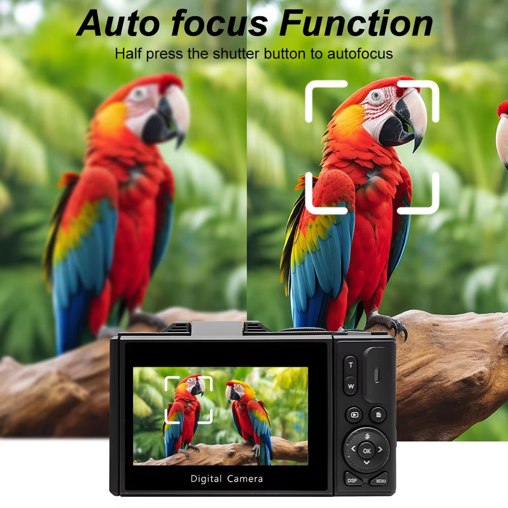 Compact 4K Digital Video Camera with Flip Screen & 18x Zoom for Vlogging, Content Creation, Travel & Photography | Thomler