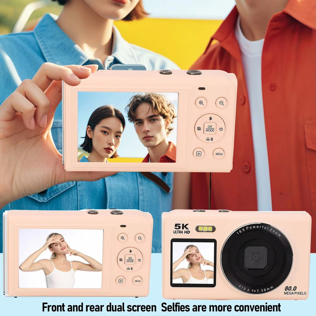 Dual-Screen Vlogging Camera with UHD Video Recording & Autofocus | 13MP Sensor & 18x Zoom | Wireless Connectivity for Content Creators & | Thomler