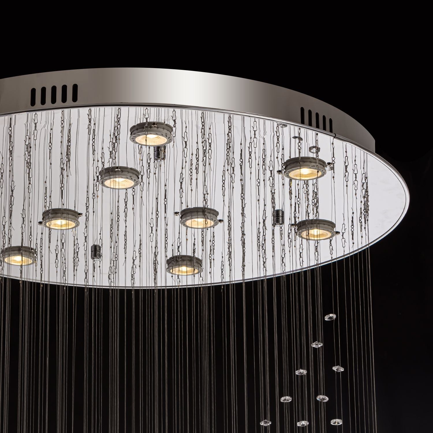 Spiral Crystal Raindrop Chandelier with Three Cascading Tiers for High Ceilings | Thomler