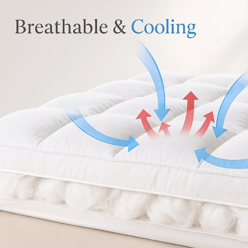 Memory Foam Mattress Pad with Temperature-Regulating Gel Layer for Back Support & Cool Sleep | Thomler