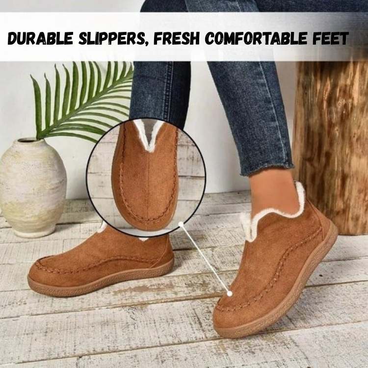 Women's Orthopedic House Slippers with Arch Support – Warm Fuzzy Indoor Outdoor Slip-On Shoes for Plantar Fasciitis | Thomler
