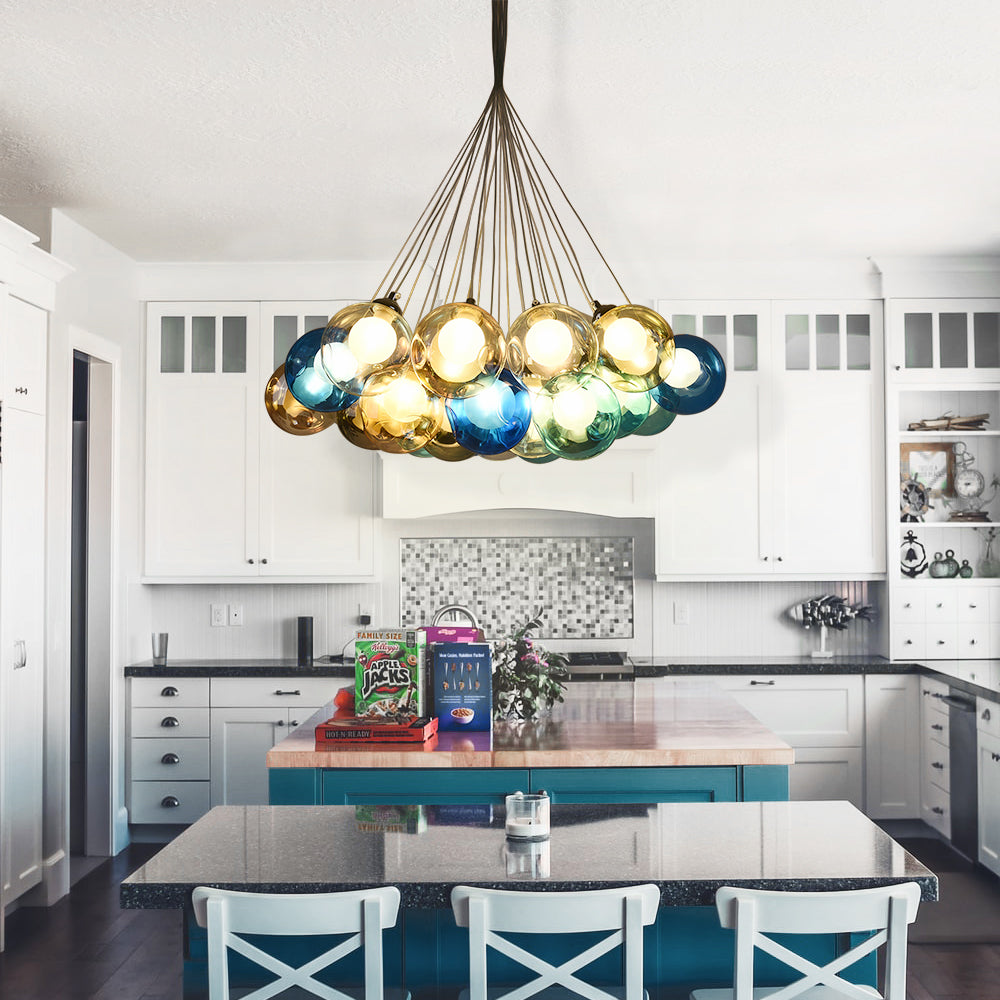 Pendant Light Glass Cluster 50.0 cm Multicolour Modern Kitchen Dining Room Hanging Lamp | Thomler