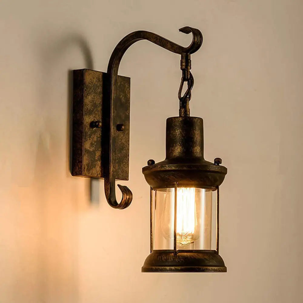 Industrial Metal Wall Sconce with Clear Glass Shade for Kitchen, Hallway & Bathroom – Bronze or Black Finish | Thomler