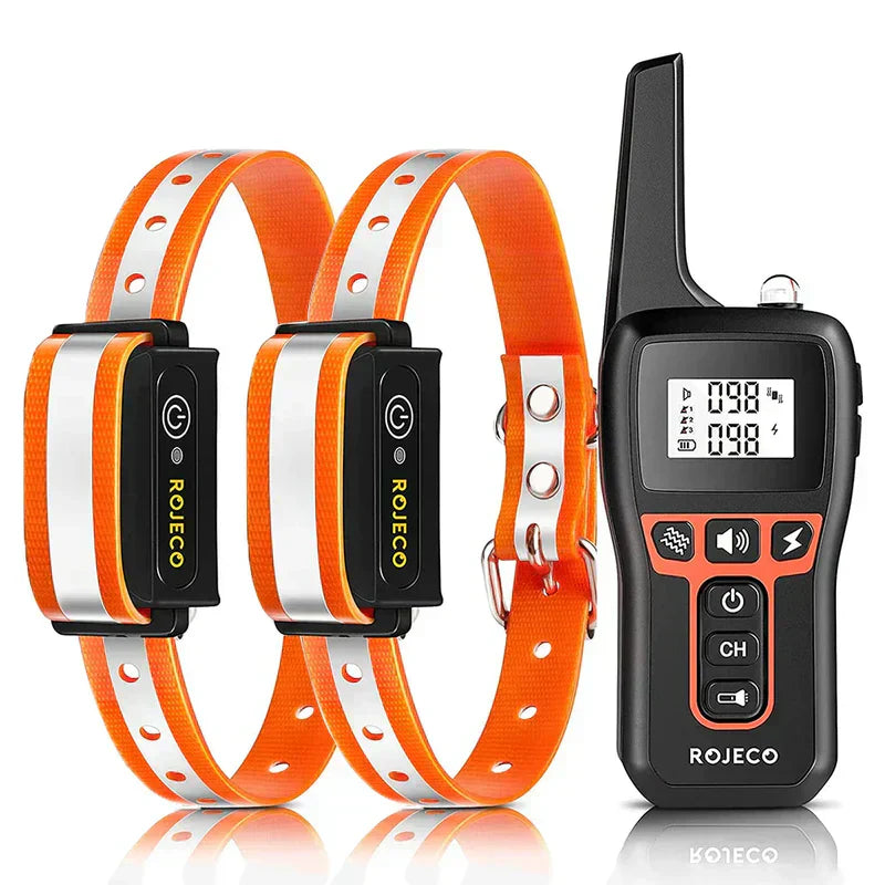 Dog Training Collar 1000.0 m Range Adjustable Remote Behaviour Training Waterproof Rechargeable Vibration Sound Shock Collar | Thomler