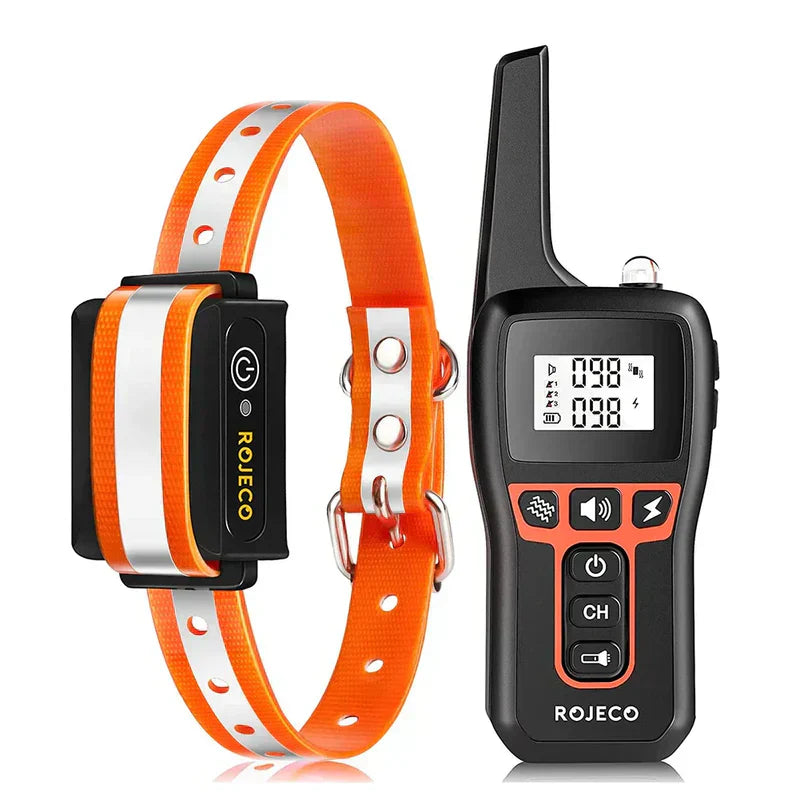 Dog Training Collar 1000.0 m Range Adjustable Remote Behaviour Training Waterproof Rechargeable Vibration Sound Shock Collar | Thomler