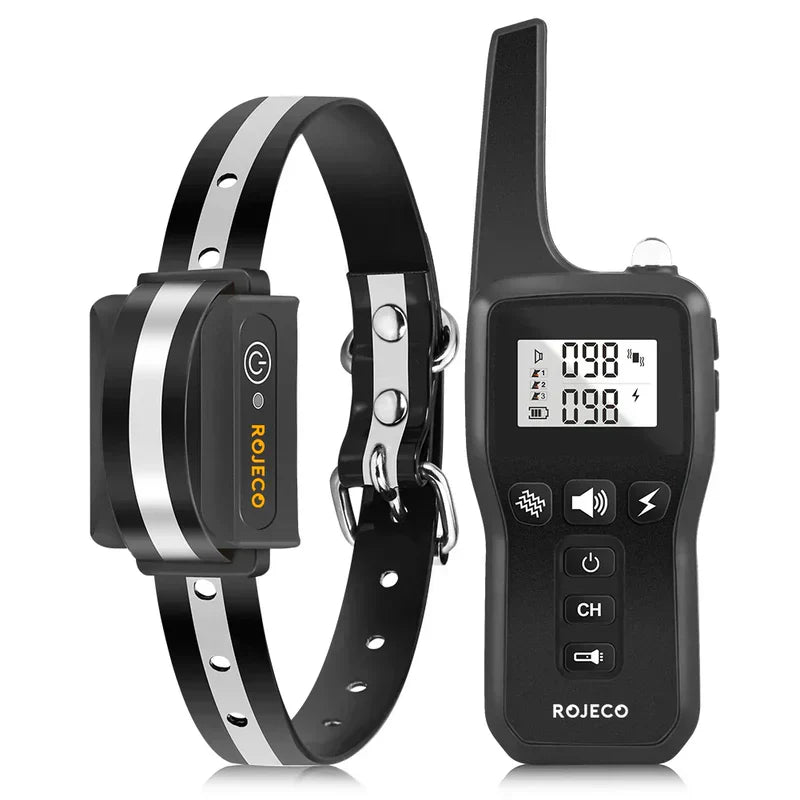 Dog Training Collar 1000.0 m Range Adjustable Remote Behaviour Training Waterproof Rechargeable Vibration Sound Shock Collar | Thomler