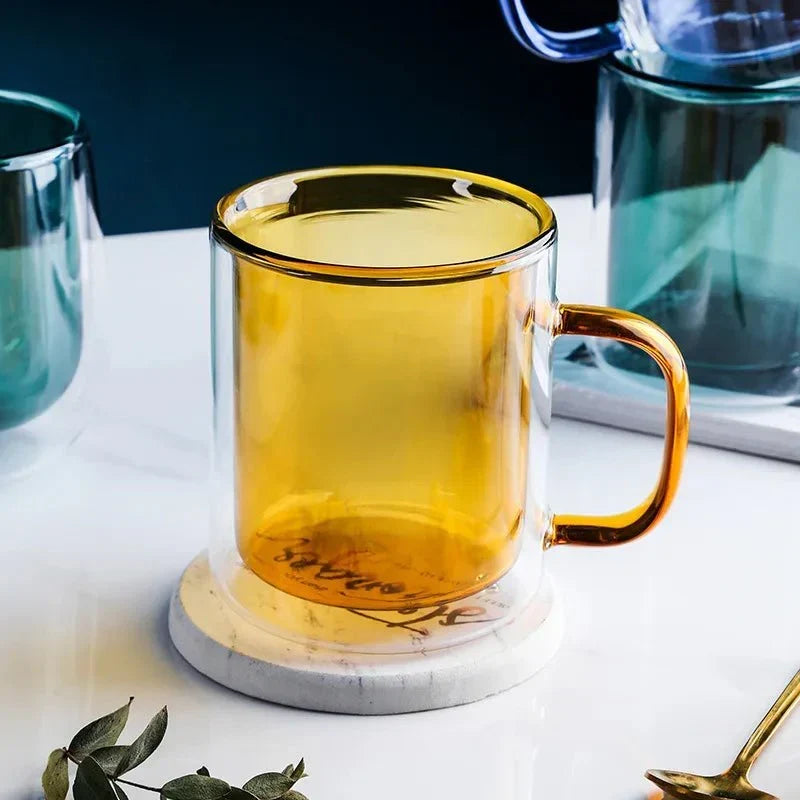 Glass Coffee Cup with Thermal Insulation & Comfortable Handle | Thomler
