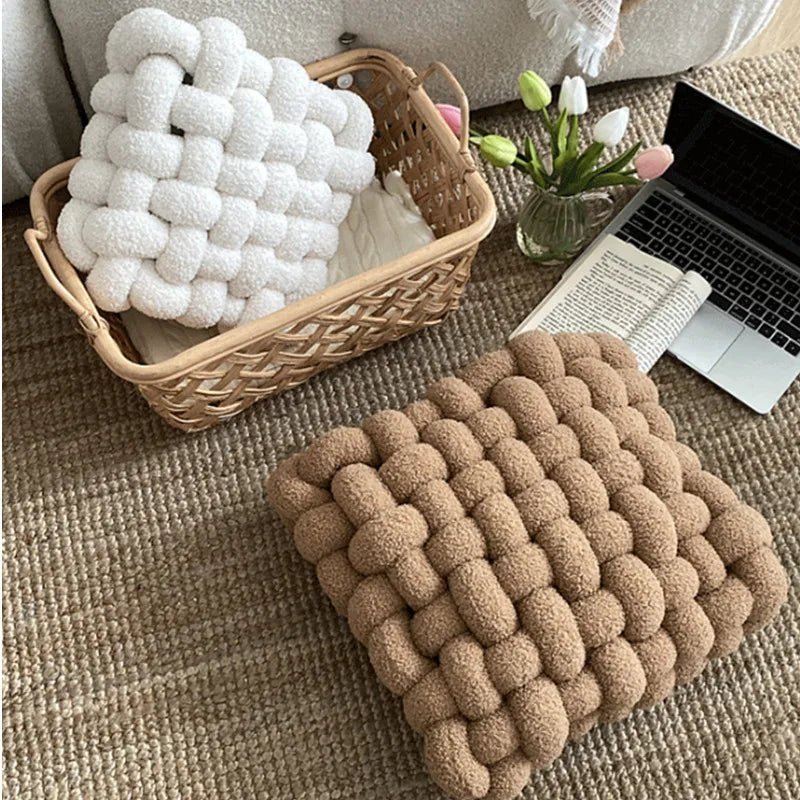 Twisted Plush Throw Pillow with Cotton Fill – Soft Sculptural Accent for Couch, Bed & Kids Room | Thomler