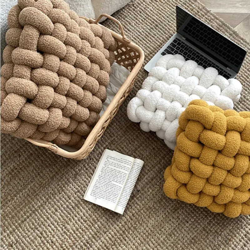 Twisted Plush Throw Pillow with Cotton Fill – Soft Sculptural Accent for Couch, Bed & Kids Room | Thomler