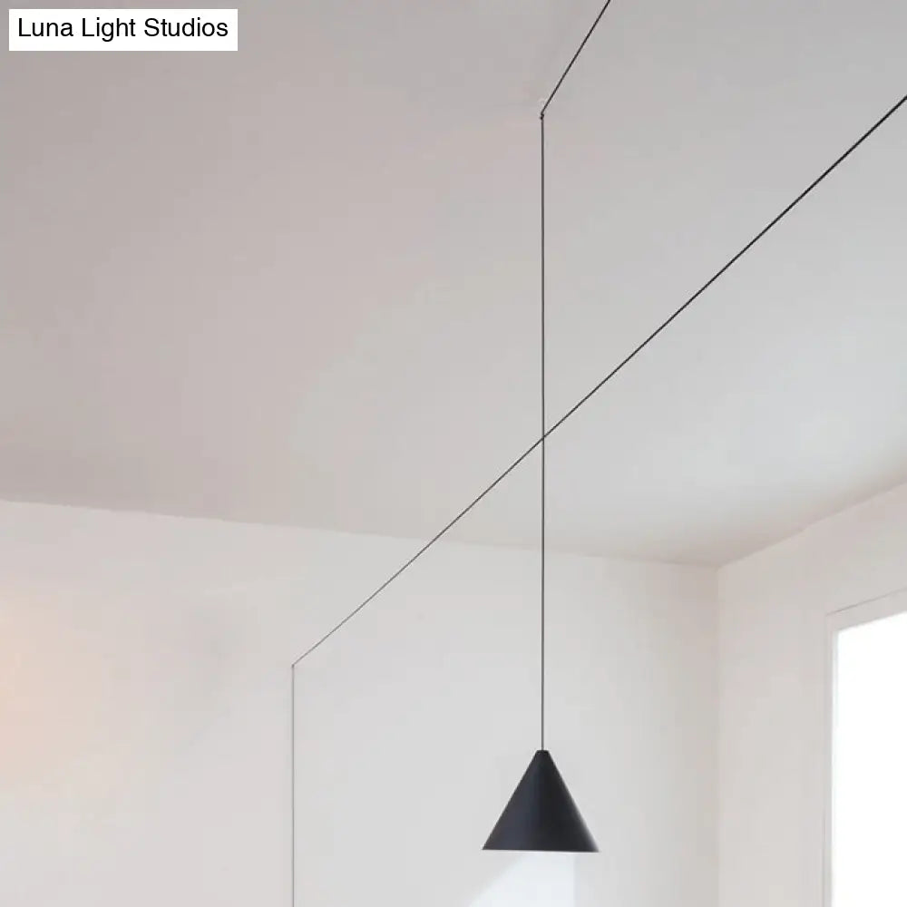 Matte Black Metal Cone Hanging Lamp with 13-Foot Adjustable Cord – Modern Ceiling Fixture for Kitchen Island & Dining Areas | Thomler