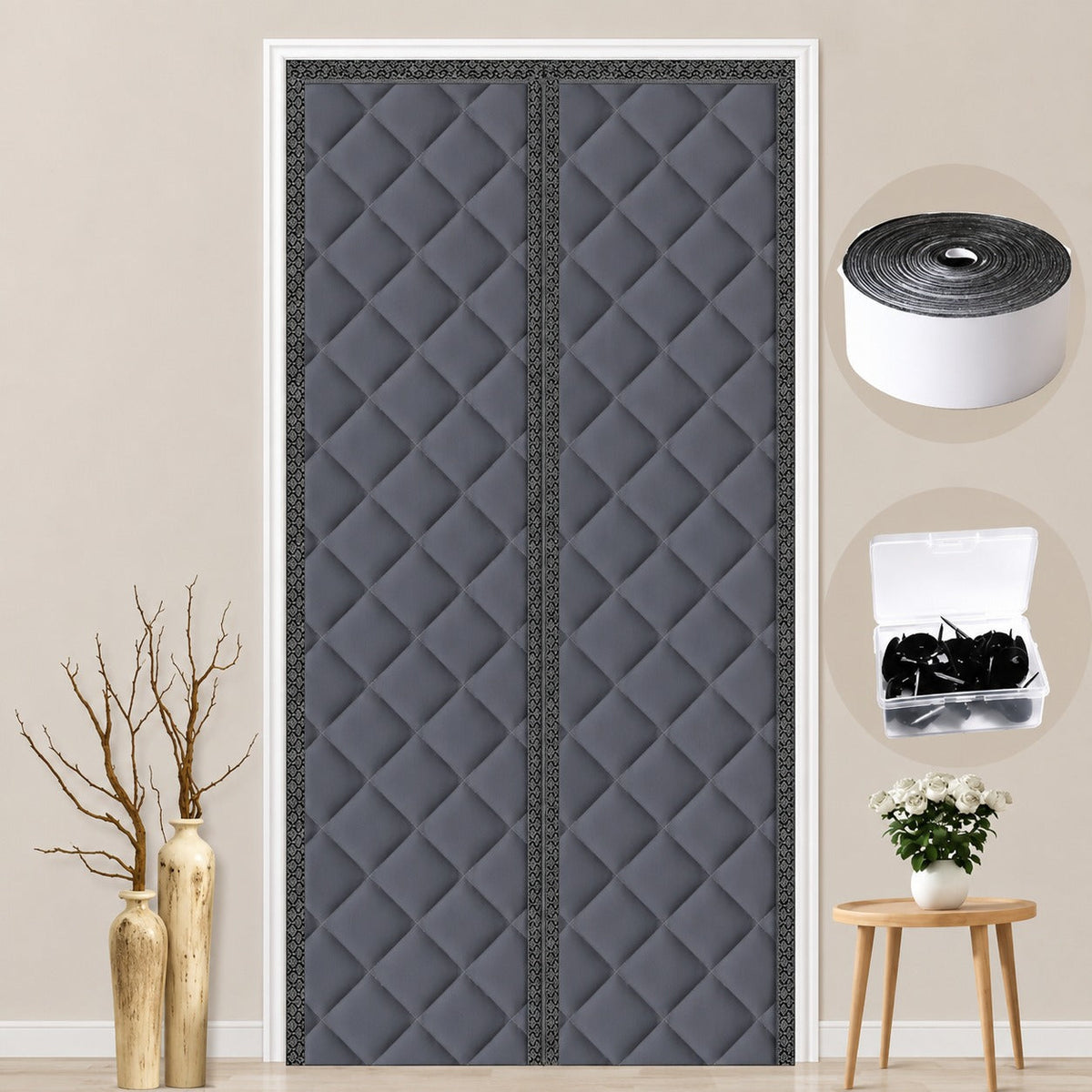 Insulated Magnetic Door Curtain – Thermal Draft Blocker with Sound Dampening | Thomler