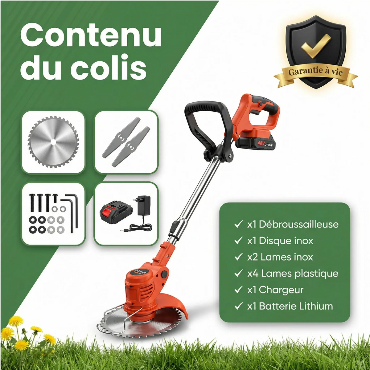 Rechargeable Grass Trimmer for Yard Maintenance – Cuts Weeds, Brush & Small Branches | Thomler