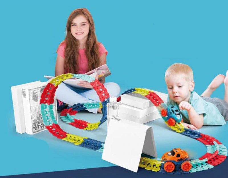Flexible Magnetic Race Track Set with Glow-in-the-Dark Car for Kids | Educational STEM Building Toy | Thomler