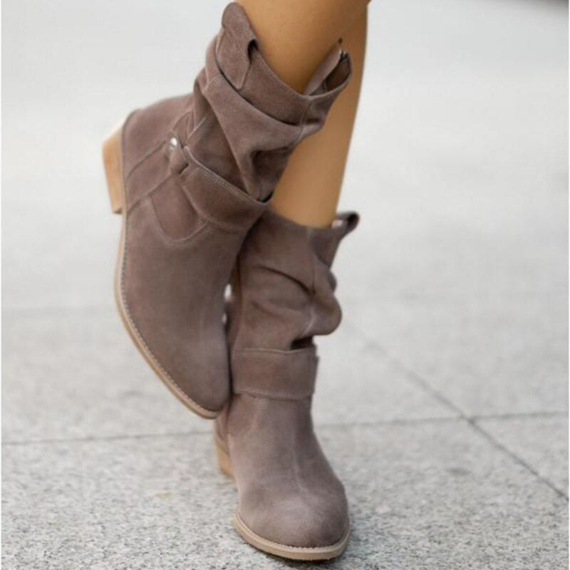 Women's Ankle Boots with Low Heel and Side Zipper – Warm Lining, Arch Support, Round Toe for Fall Winter Everyday Wear | Thomler