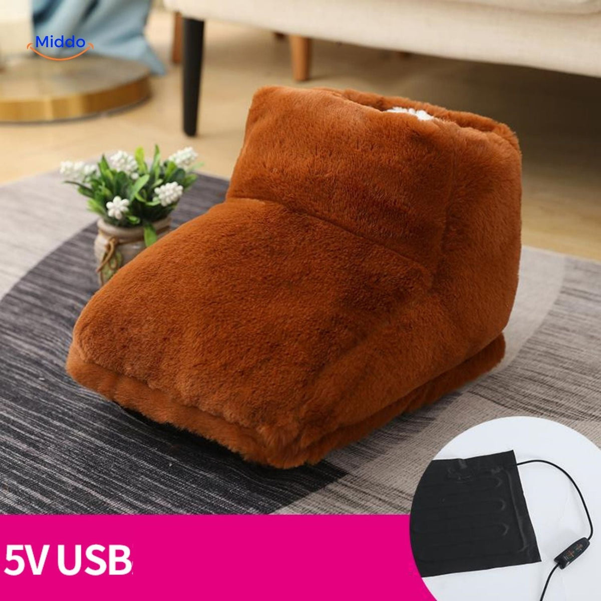 Heated Foot Warmer Slippers with USB Power – Soft Plush Cushion for Cold Feet, Home Office & Desk Use | Thomler