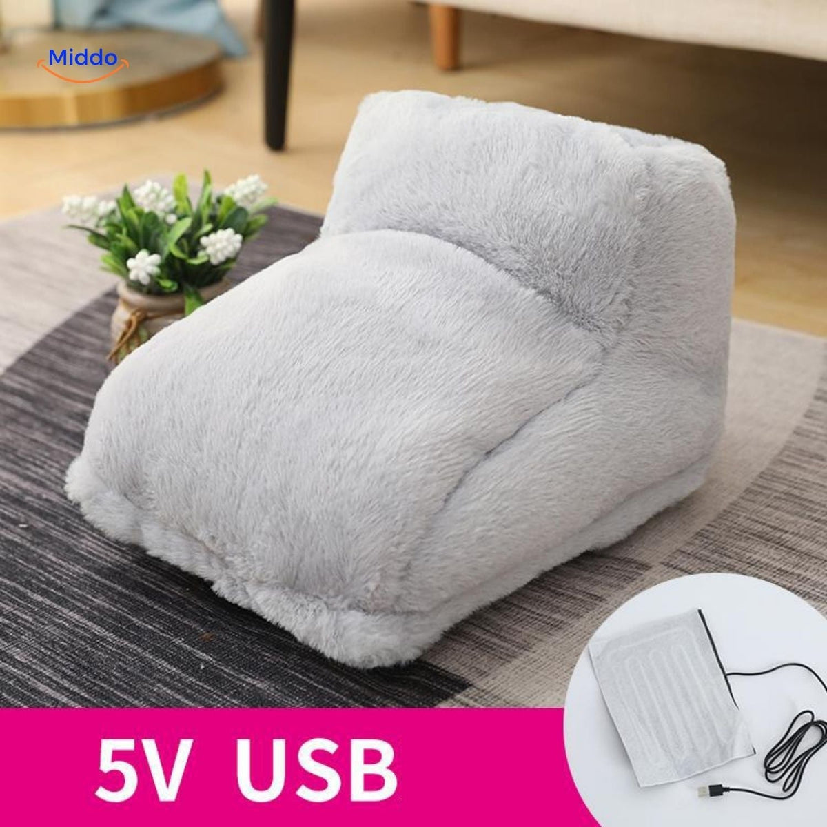 Heated Foot Warmer Slippers with USB Power – Soft Plush Cushion for Cold Feet, Home Office & Desk Use | Thomler