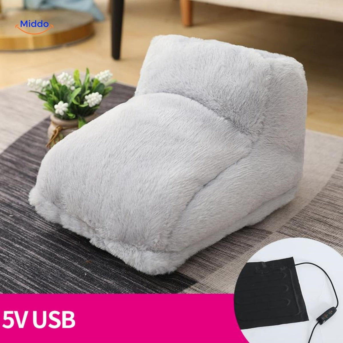 Heated Foot Warmer Slippers with USB Power – Soft Plush Cushion for Cold Feet, Home Office & Desk Use | Thomler