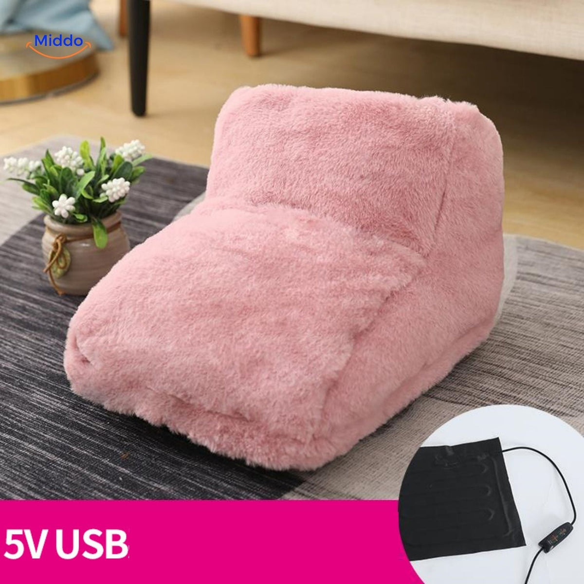 Heated Foot Warmer Slippers with USB Power – Soft Plush Cushion for Cold Feet, Home Office & Desk Use | Thomler