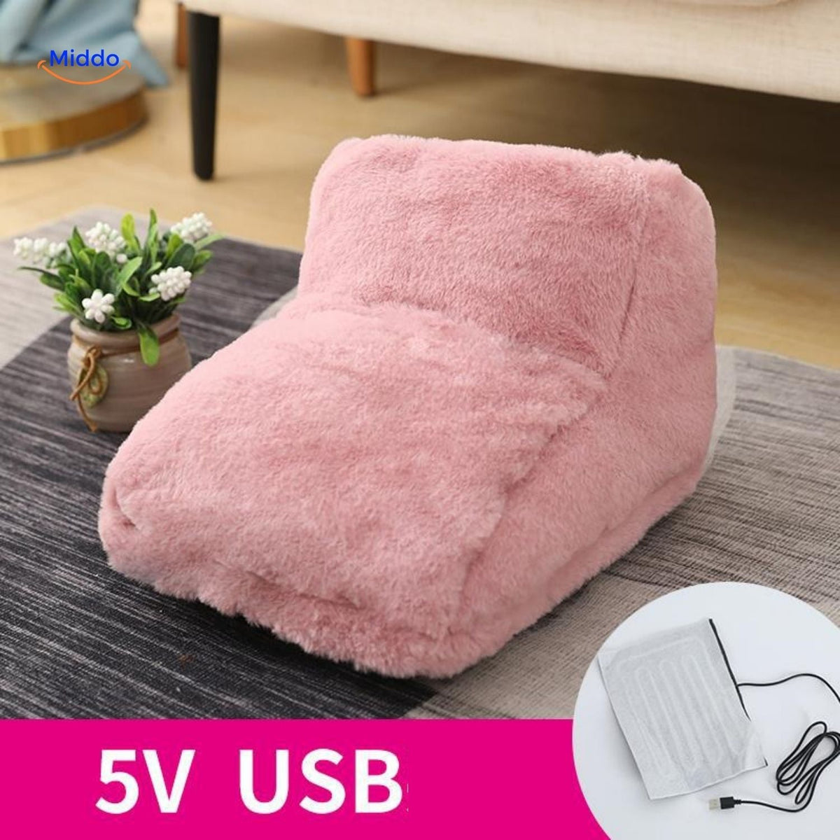 Heated Foot Warmer Slippers with USB Power – Soft Plush Cushion for Cold Feet, Home Office & Desk Use | Thomler