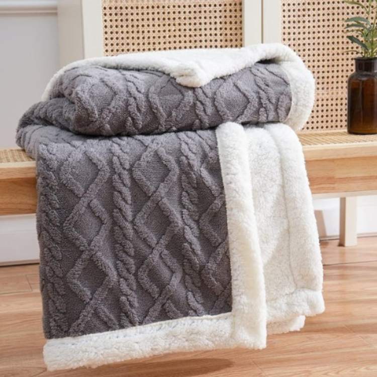 Plush Sherpa Weighted Throw Blanket with Glass Bead Fill for Better Sleep & Stress Relief | Thomler