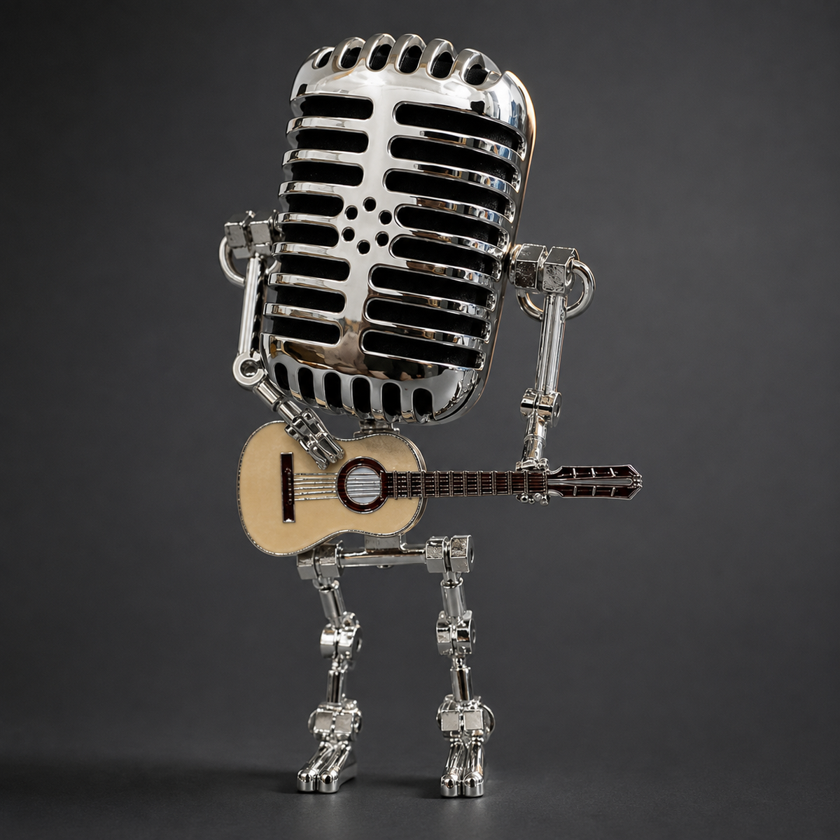 Metal Robot Figure Desk Lamp with Guitar & Adjustable Light for Bedroom Nightstand | Thomler