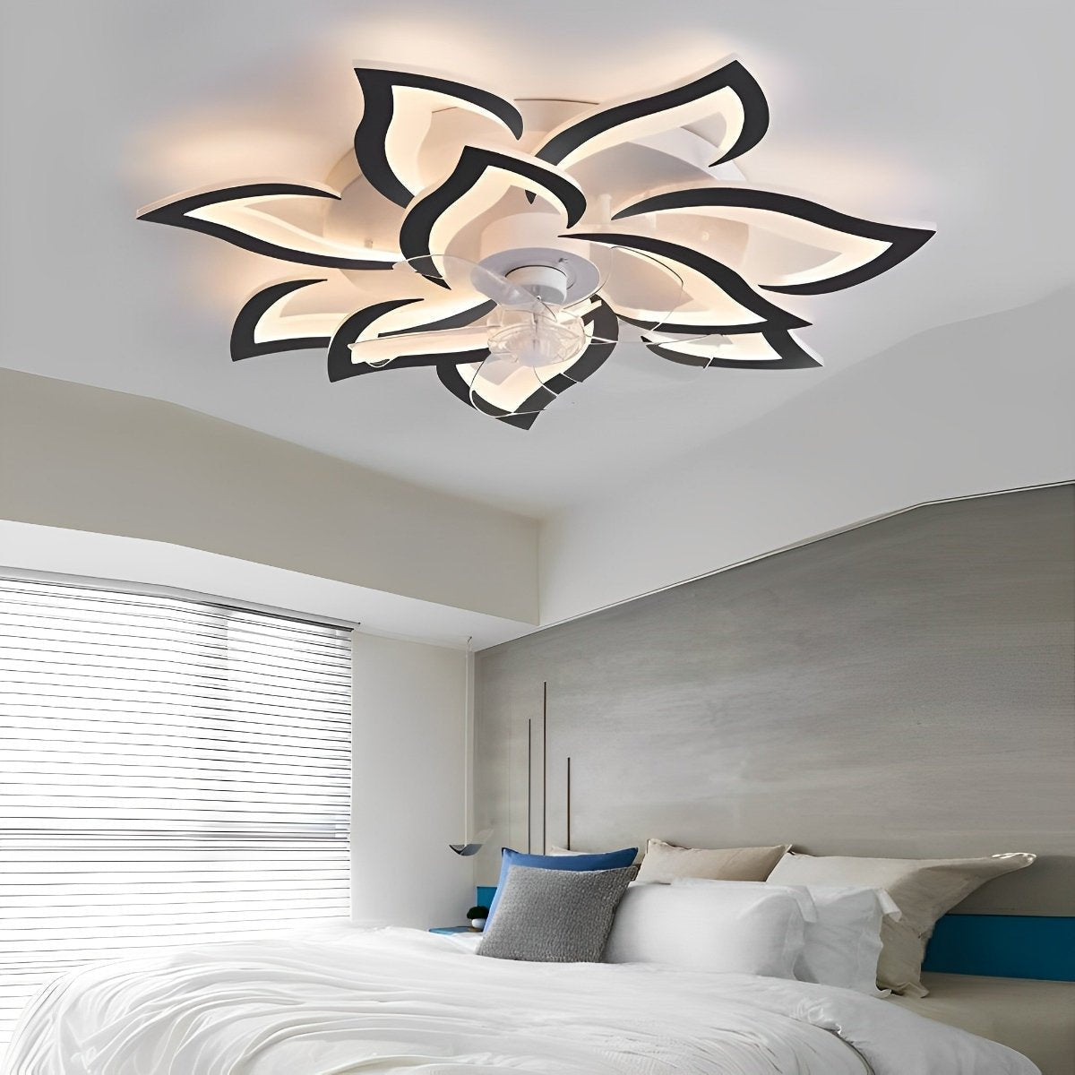 Ceiling Fan Acrylic LED 89.0 cm Black White Bedroom Living Room Flush Mount Lighting With Remote Control | Thomler