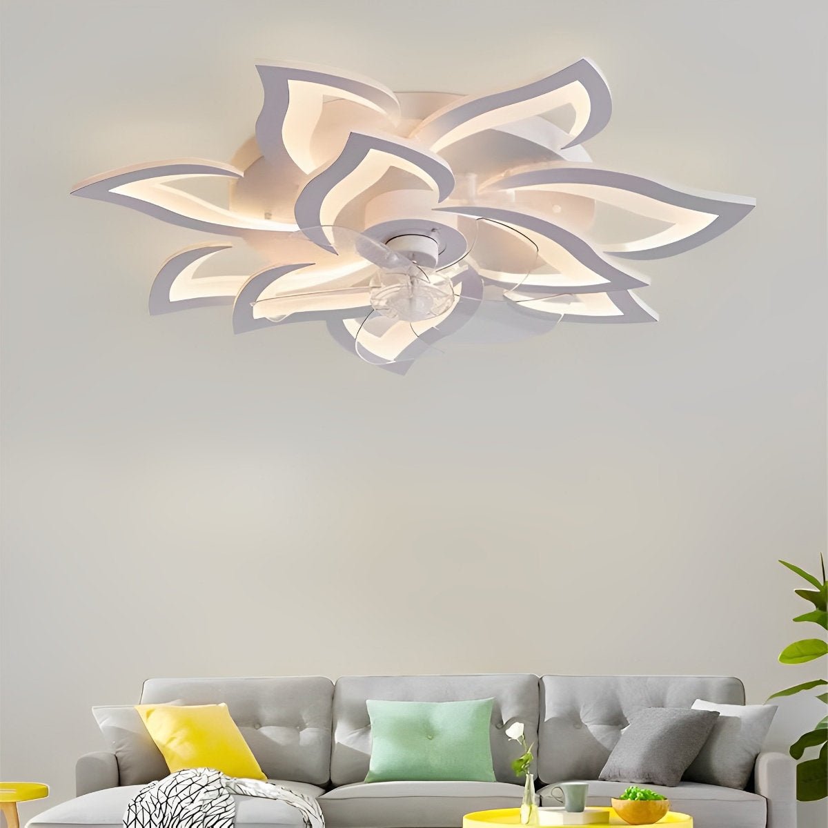 Ceiling Fan Acrylic LED 89.0 cm Black White Bedroom Living Room Flush Mount Lighting With Remote Control | Thomler