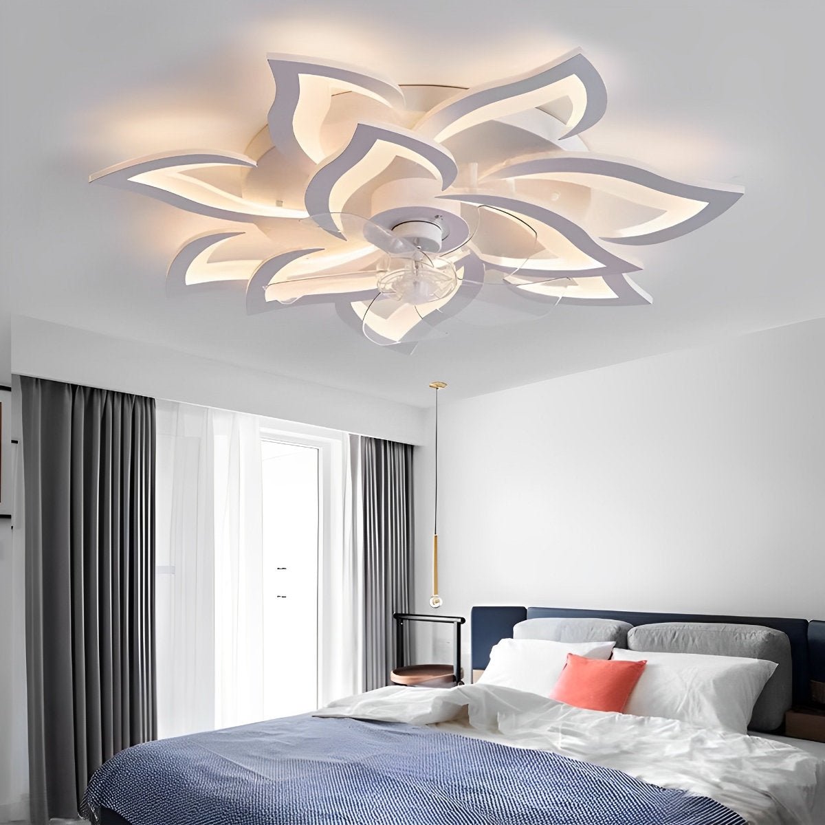 Ceiling Fan Acrylic LED 89.0 cm Black White Bedroom Living Room Flush Mount Lighting With Remote Control | Thomler