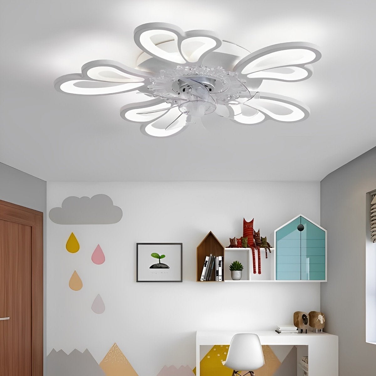 Ceiling Fan Acrylic LED 89.0 cm Black White Bedroom Living Room Flush Mount Lighting With Remote Control | Thomler